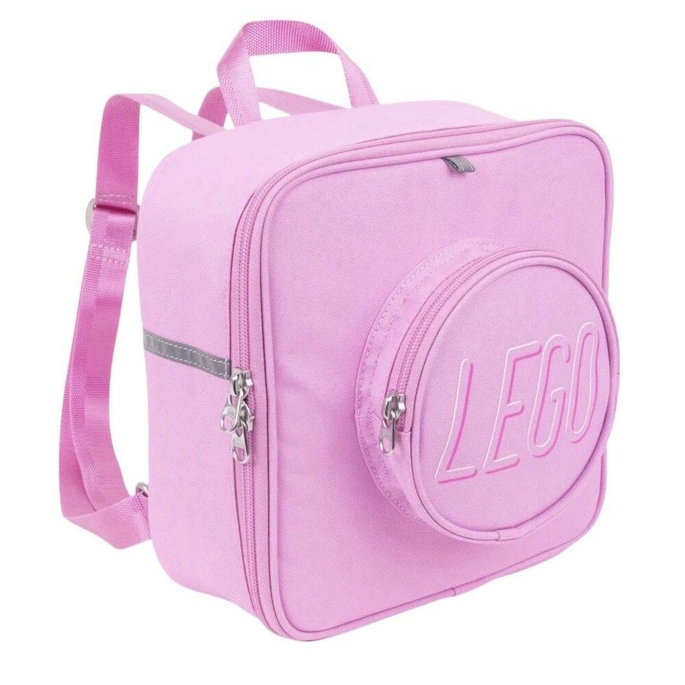 LEGO Brick Small Backpack Zipper Adjustable Snack Toy School Bag Pink Lavender